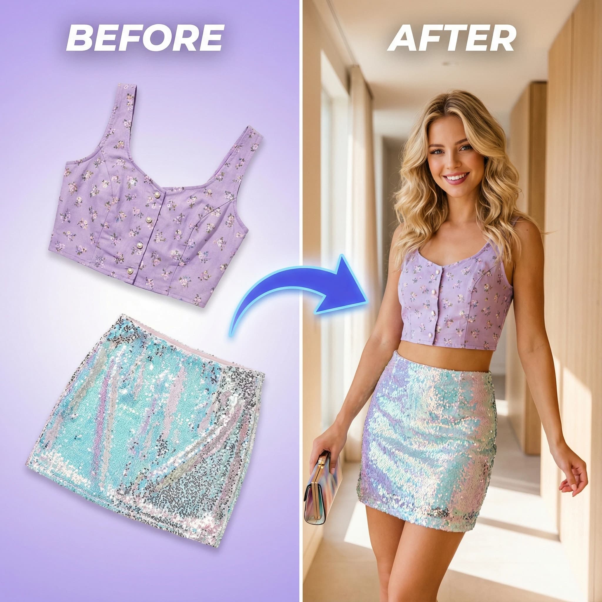 Before and After: Traditional product photography vs AI-powered virtual model